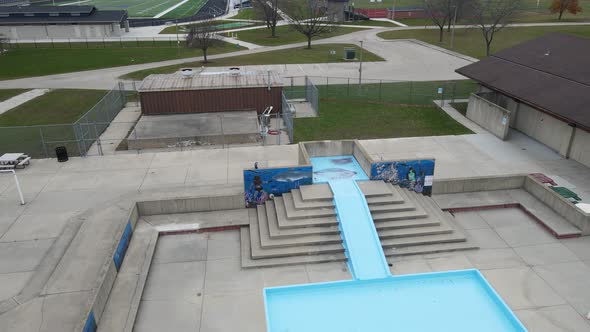 Aerial view of Anderson Park pool in Kenosha, Wisconsin.