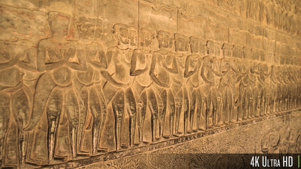 4K Bas-Relief Temple Walls of Angkor Wat in Siem Reap, Cambodia alt