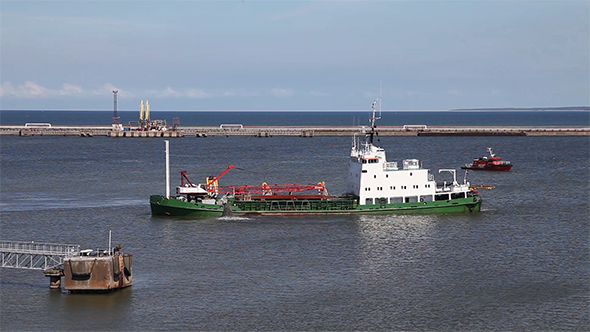 The Cargo Ship in The Port 