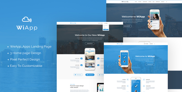 WiApp-Apps Landing Page - ThemeForest 17352778