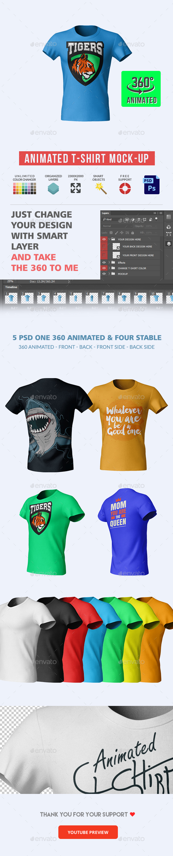 Download 360° Animated T-shirt Mock-Up by ahmedtawfek | GraphicRiver