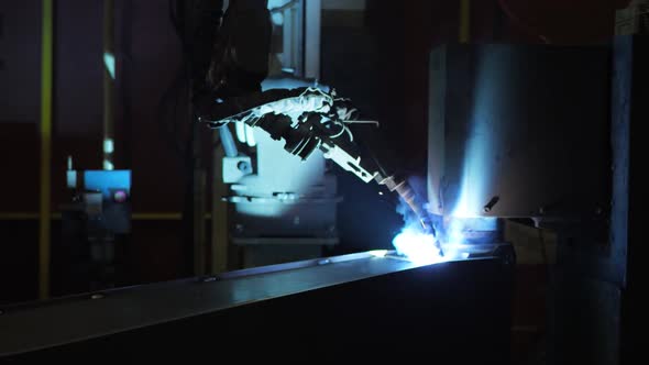 A Welding Machine at Work in the Factory Shop