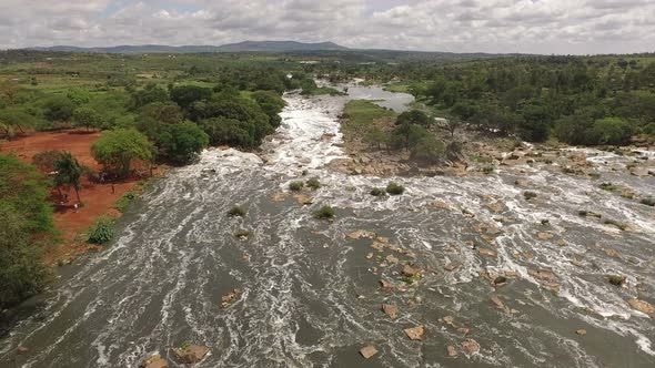 Aerial view of Athi river and waterfalls in Kenya, Stock Footage ...