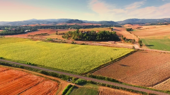 Aerial Drone Footage - Flying Over Fields