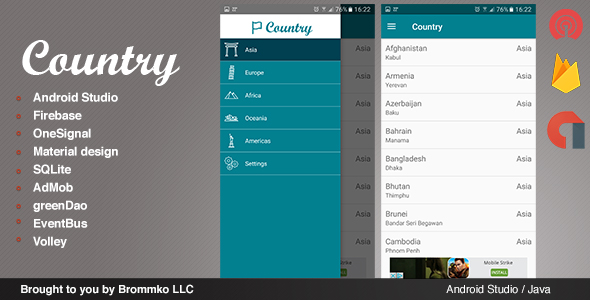 Country - Full Android template app - CodeCanyon Item for Sale