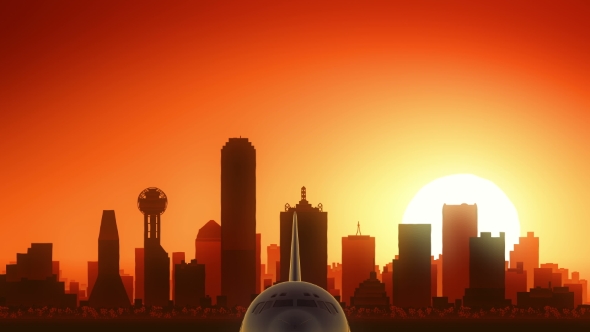 Dallas Skyline Sunrise Take Off alt
