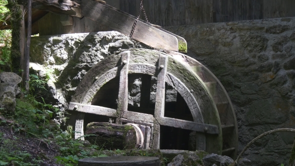 Old Fashioned Spinning Water Mill