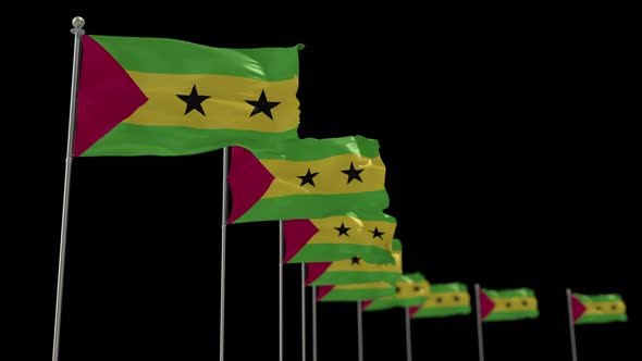 Sao Tome And Principe Row Flag With Alpha