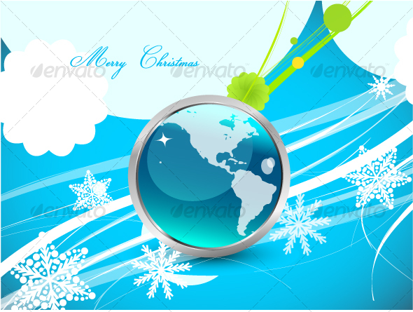 Original blue Christmas design with globe - Christmas Seasons/Holidays