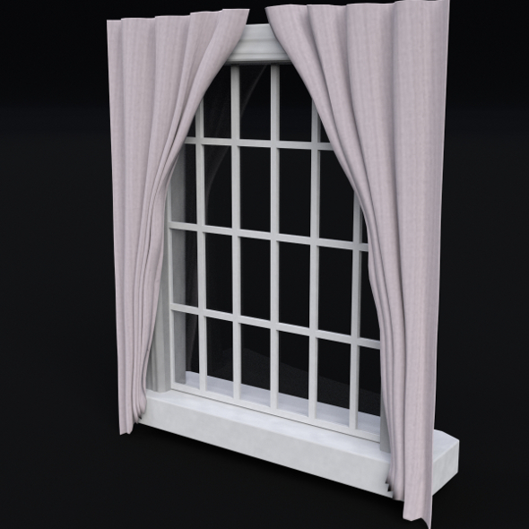 Window with frame and curtains - 3DOcean Item for Sale