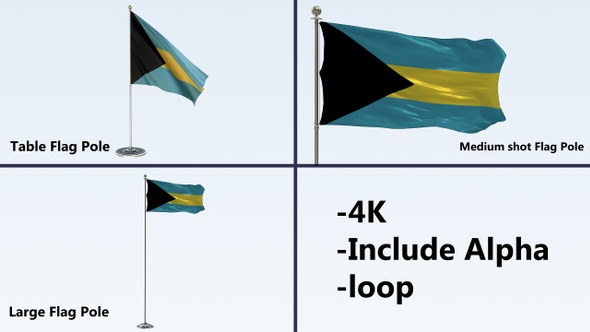 Bahamas Flag Pole Pack 4k-Loop alt