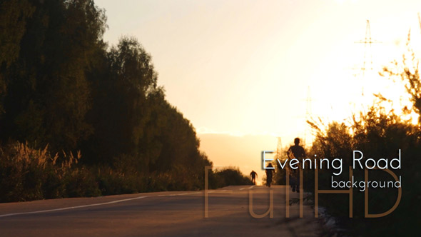 Evening Road in Golden Sunset