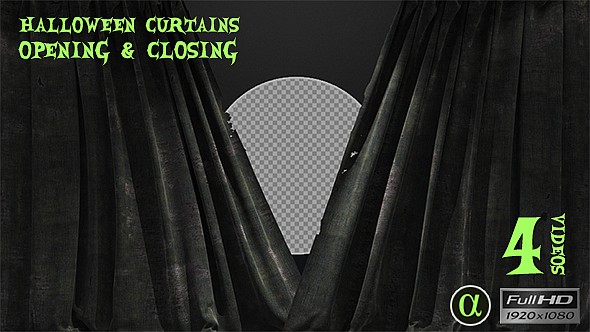 3D Halloween Curtains Ver.1 - 4 Pack