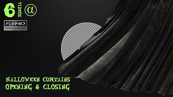 3D Halloween Curtains Ver.2 - 6 Pack