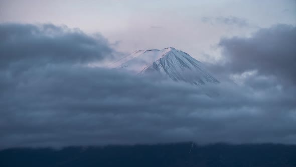 Timelapse of Fuji Mountain over Clouds