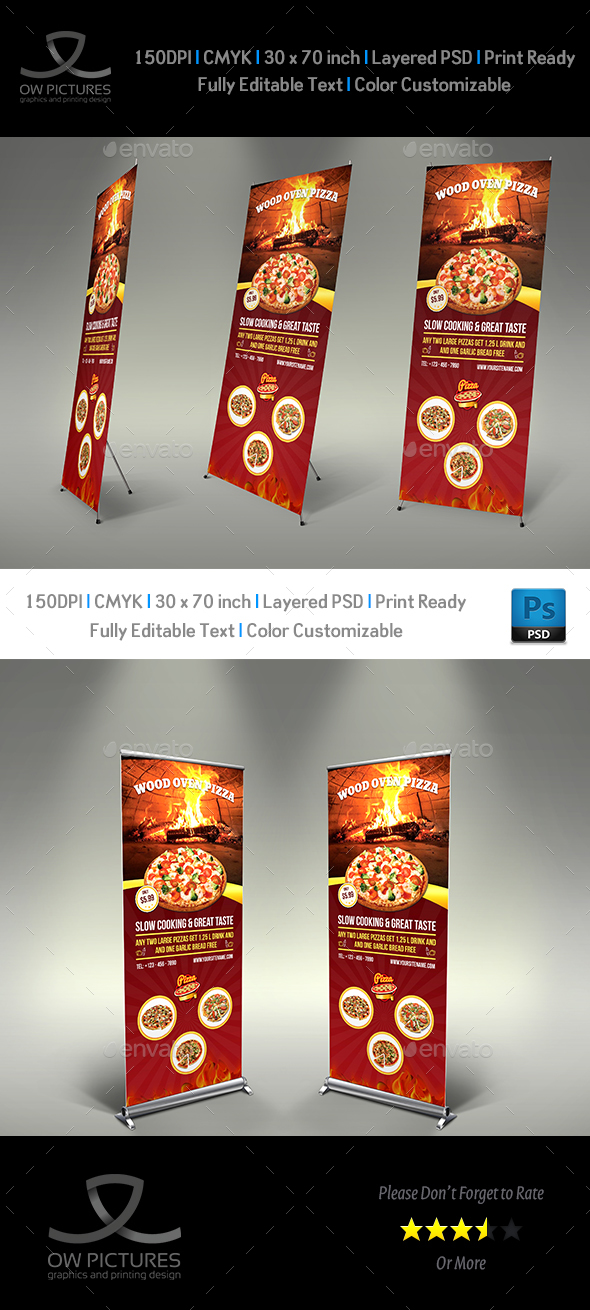 Pizza Restaurant Signage Roll Up Template Vol2