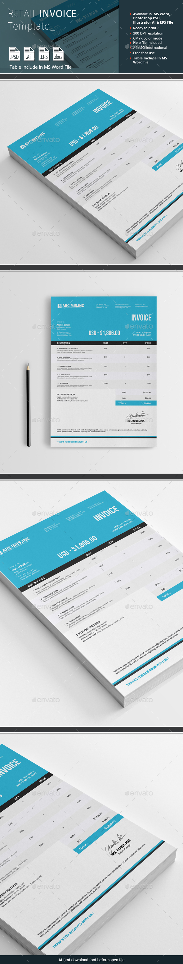Retail Invoice Template - Proposals & Invoices Stationery