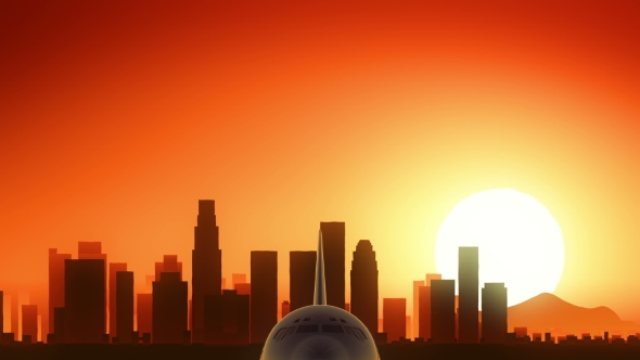 Los Angeles California USA America Skyline Sunrise Take Off alt