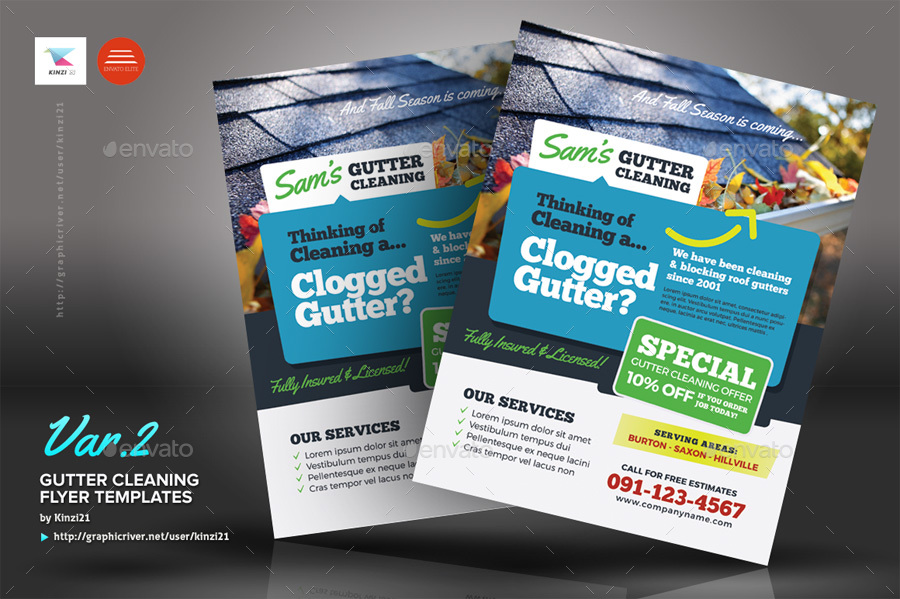 Gutter Cleaning Flyer Templates by kinzi21 | GraphicRiver