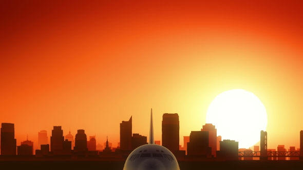 Sacramento Skyline Sunrise Take Off alt