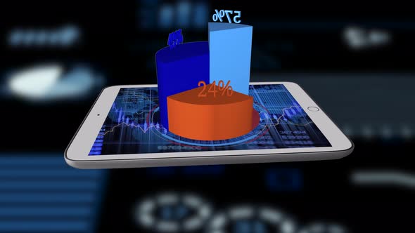 Digital Chart Diagrams Showing Sales Growth Progress Statistic alt