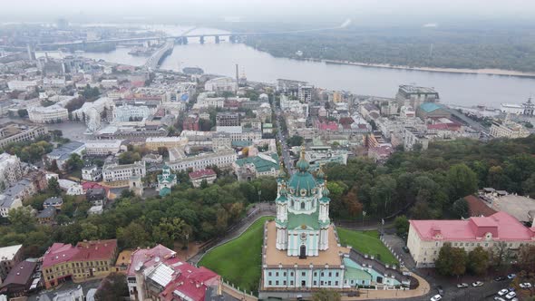Cityscape of Kyiv, Ukraine. Aerial View, Slow Motion alt