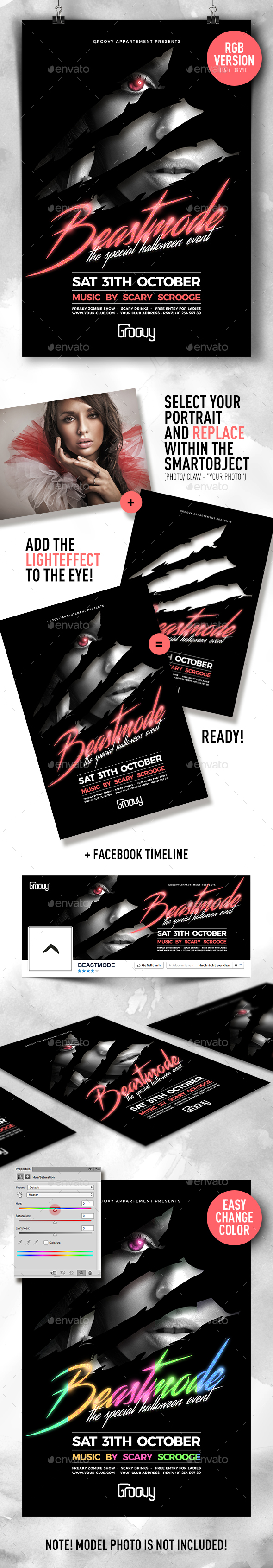 Beastmode Halloween Party Flyer