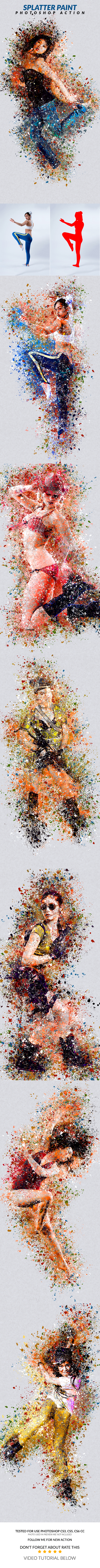 Splatter Paint Photoshop Action - Photo Effects Actions