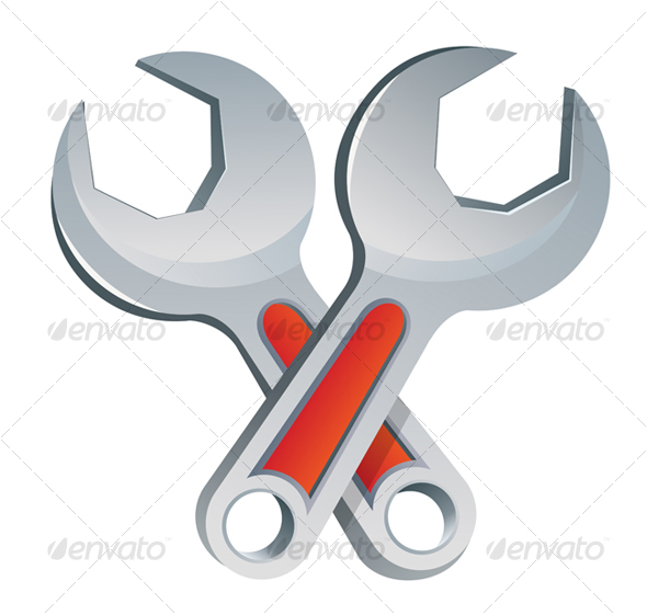 Isolated wrench symbol - Objects Vectors