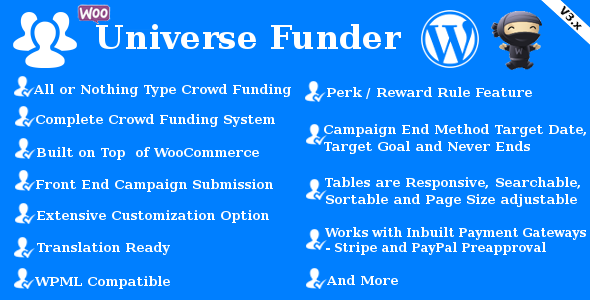 Universe Funder - WooCommerce Crowdfunding System - CodeCanyon Item for Sale