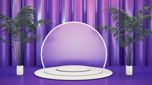 Abstract Pedestal With Plants Purple Background