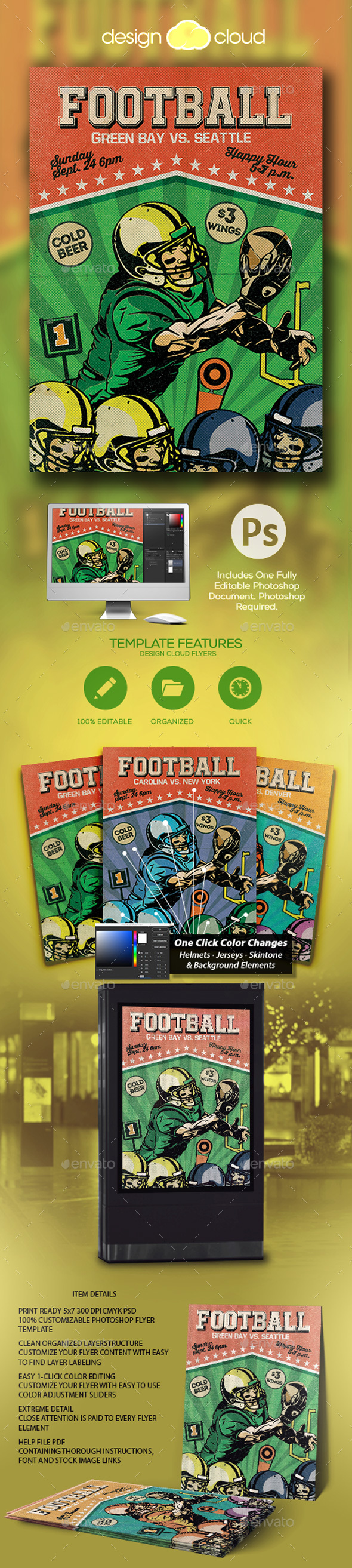 Retro Football Flyer Template - Sports Events
