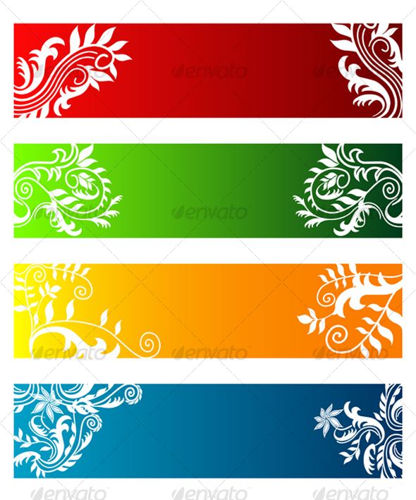 Colorful banners with flowers - Backgrounds Decorative