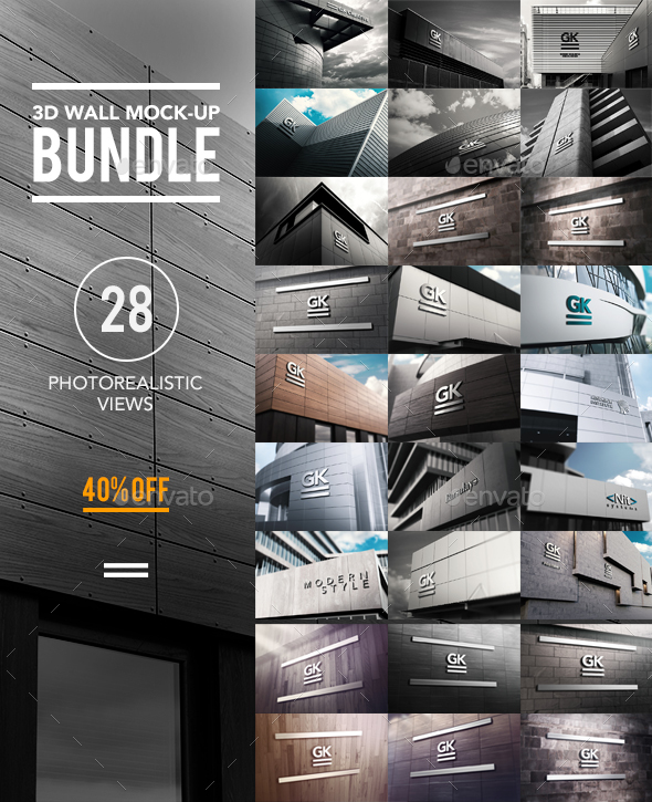 Download 3d Logo Wall Bundle Mock Up By Gk1 Graphicriver