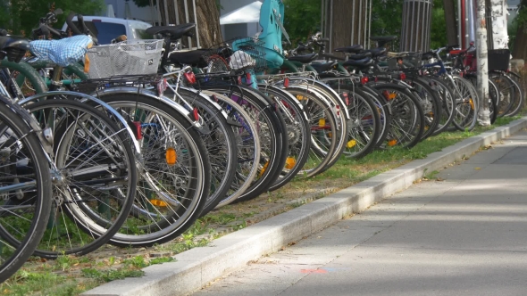 Traveling by Bicycle in Europe. Bike Parking