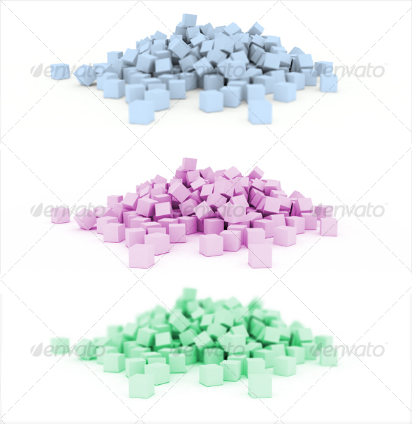3D scattered cubes - 3D Backgrounds
