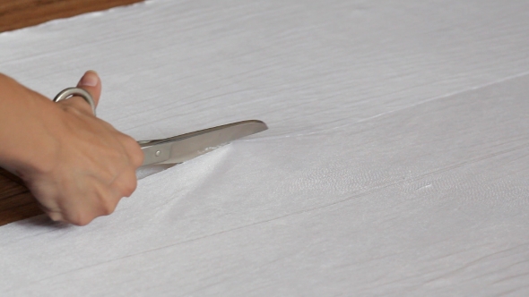 Scissors Cutting White Material
