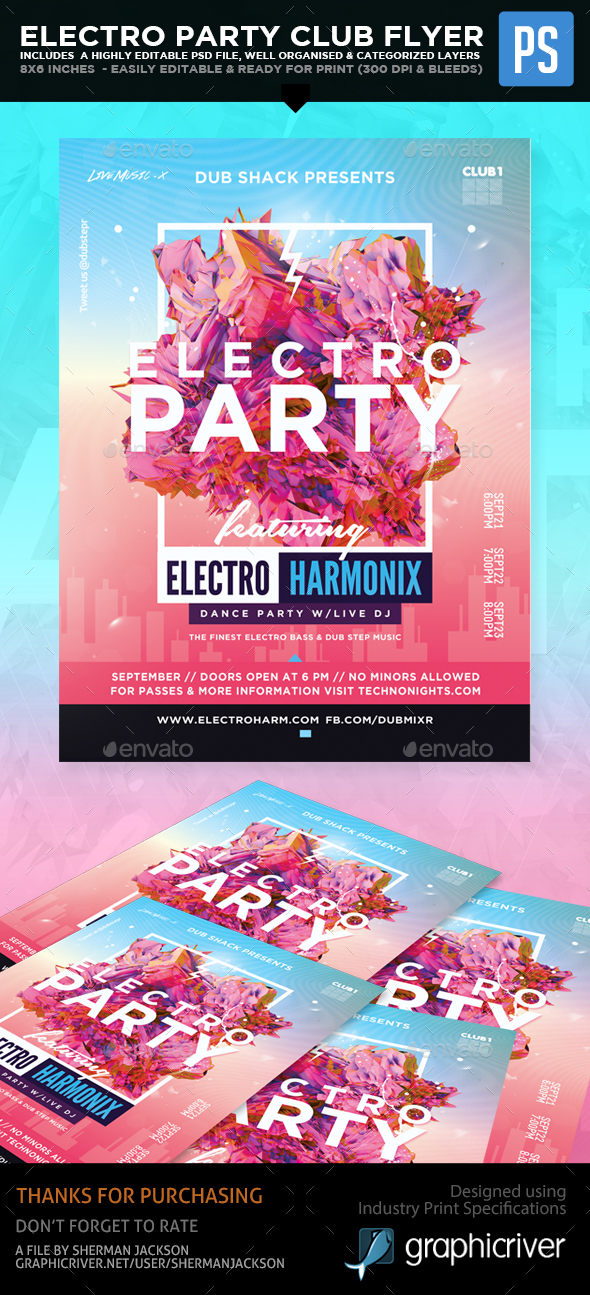 Electro Party Club Flyer - Clubs & Parties Events