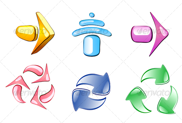 Set of glossy arrows - Decorative Vectors