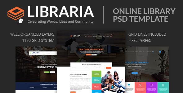 LIBRARIA – Online Library PSD Template - Corporate PSD Templates