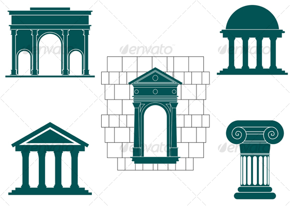 Symbols of ancient buildings - Buildings Objects