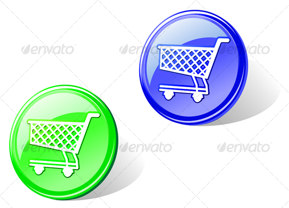 Glossy shopping cart button - Decorative Vectors