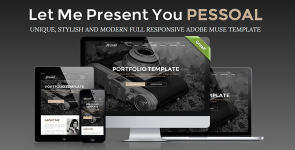 Pessoal - Full Responsive Portfolio Muse Template. v1.1 - Muse Templates