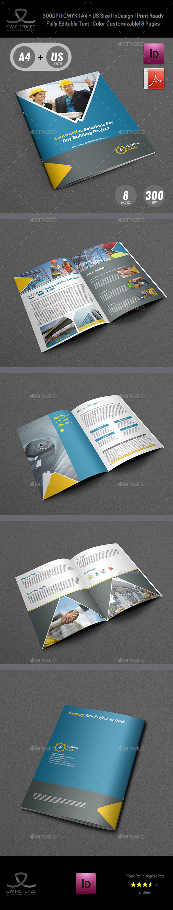 Construction Business Brochure Template - 8 Pages - Brochures Print Templates