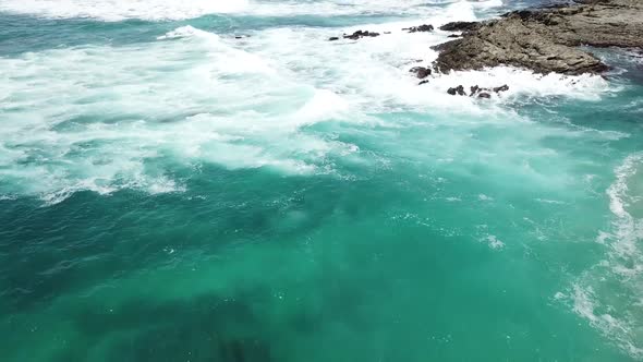 Waves crashing over rocks at Barrigona Beach aka Mel Gibsons beach in ...