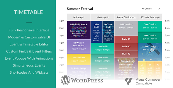 Responsive Timetable for Wordpress - CodeCanyon Item for Sale
