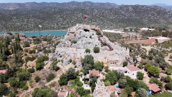 Finike castle drone view, Turkey Antalya
