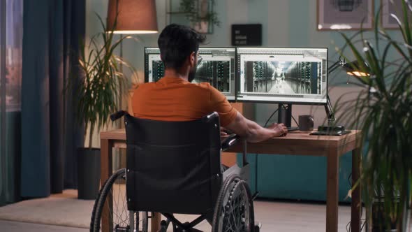 Anonymous Handicapped Man Working with 3D Model alt