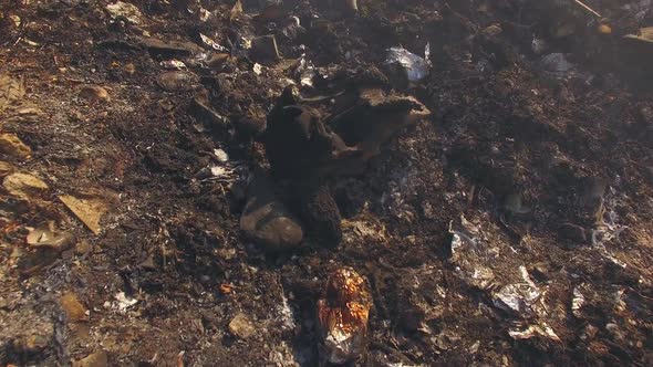 Burnt Garbage On Huge Dump Site