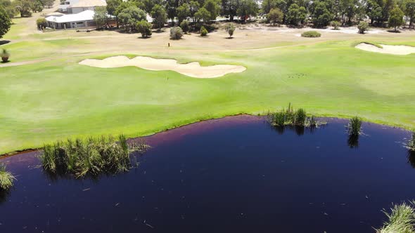 Aerial View of a Golf Course with a Lake